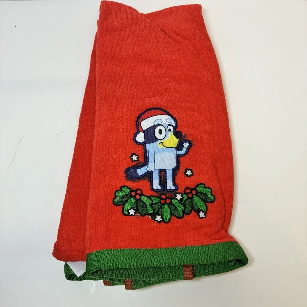Christmas Bluey Santa Hat Red Hand Towels 2 Pack Cotton 15